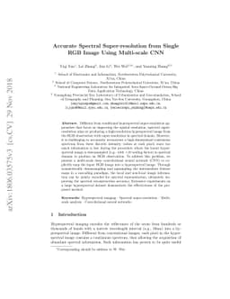 Accurate Spectral Super-resolution from Single RGB Image Using
  Multi-scale CNN