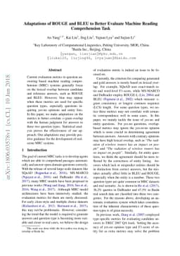 Adaptations of ROUGE and BLEU to Better Evaluate Machine Reading
  Comprehension Task