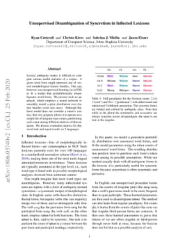 Unsupervised Disambiguation of Syncretism in Inflected Lexicons