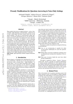 Prosody Modifications for Question-Answering in Voice-Only Settings