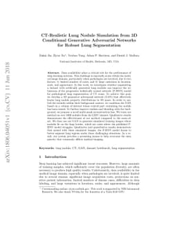 CT-Realistic Lung Nodule Simulation from 3D Conditional Generative
  Adversarial Networks for Robust Lung Segmentation
