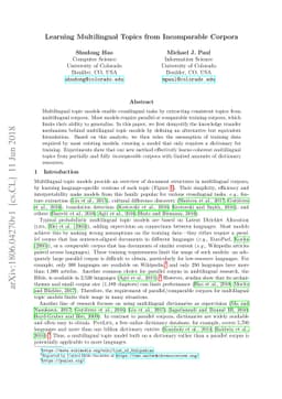 Learning Multilingual Topics from Incomparable Corpus