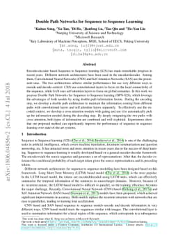 Double Path Networks for Sequence to Sequence Learning