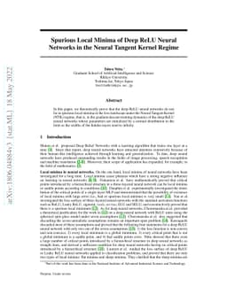 Spurious Local Minima of Deep ReLU Neural Networks in the Neural Tangent
  Kernel Regime