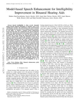 Model-based Speech Enhancement for Intelligibility Improvement in
  Binaural Hearing Aids