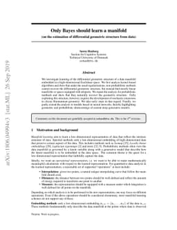 Only Bayes should learn a manifold (on the estimation of differential
  geometric structure from data)