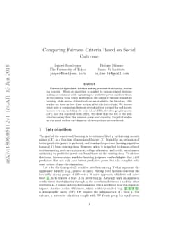 Comparing Fairness Criteria Based on Social Outcome