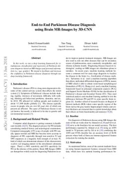 End-to-End Parkinson Disease Diagnosis using Brain MR-Images by 3D-CNN