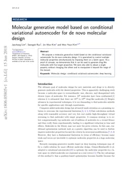 Molecular generative model based on conditional variational autoencoder
  for de novo molecular design