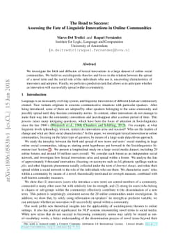 The Road to Success: Assessing the Fate of Linguistic Innovations in
  Online Communities