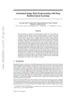 Automated Image Data Preprocessing with Deep Reinforcement Learning
