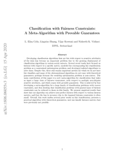 Classification with Fairness Constraints: A Meta-Algorithm with Provable
  Guarantees