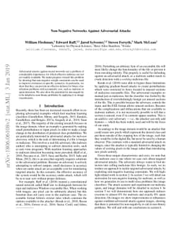 Non-Negative Networks Against Adversarial Attacks