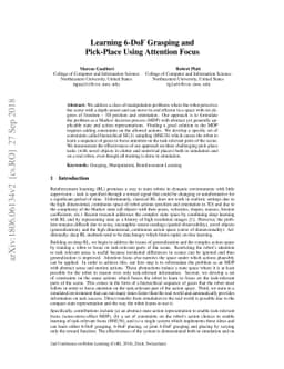 Learning 6-DoF Grasping and Pick-Place Using Attention Focus