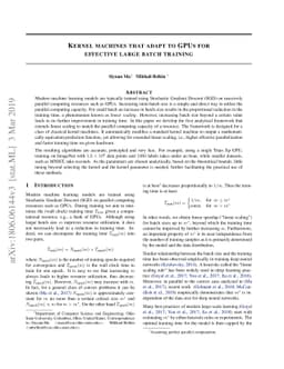 Kernel machines that adapt to GPUs for effective large batch training