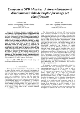 Component SPD Matrices: A lower-dimensional discriminative data
  descriptor for image set classification