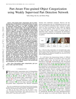 Part-Aware Fine-grained Object Categorization using Weakly Supervised
  Part Detection Network