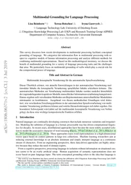 Multimodal Grounding for Language Processing
