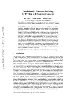 Conditional Affordance Learning for Driving in Urban Environments
