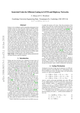 Semi-tied Units for Efficient Gating in LSTM and Highway Networks