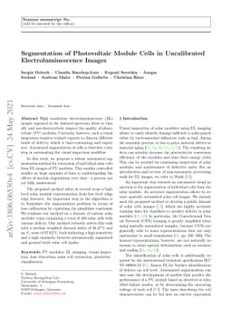 Segmentation of Photovoltaic Module Cells in Uncalibrated
  Electroluminescence Images