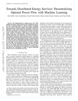 Towards Distributed Energy Services: Decentralizing Optimal Power Flow
  with Machine Learning