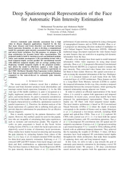 Deep Spatiotemporal Representation of the Face for Automatic Pain
  Intensity Estimation