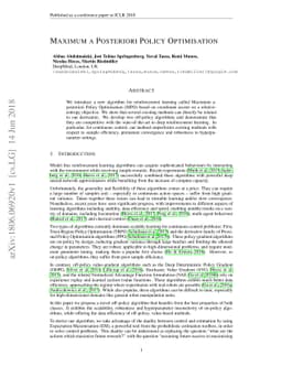 Maximum a Posteriori Policy Optimisation