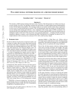 Full deep neural network training on a pruned weight budget