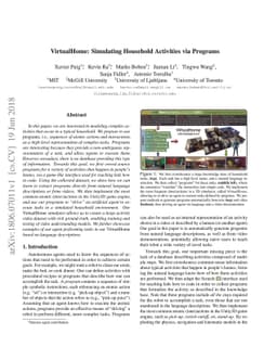 VirtualHome: Simulating Household Activities via Programs