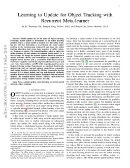 Learning to Update for Object Tracking with Recurrent Meta-learner