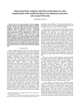 Improving brain computer interface performance by data augmentation with
  conditional Deep Convolutional Generative Adversarial Networks