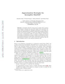 Approximation Strategies for Incomplete MaxSAT