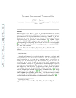 Surrogate Outcomes and Transportability