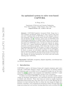 An optimized system to solve text-based CAPTCHA