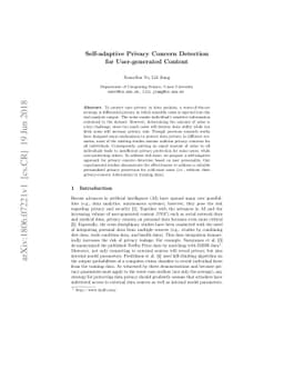 Self-adaptive Privacy Concern Detection for User-generated Content