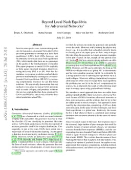 Beyond Local Nash Equilibria for Adversarial Networks
