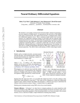 Neural Ordinary Differential Equations