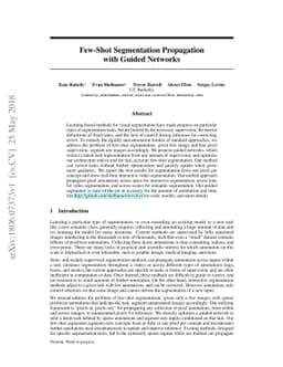 Few-Shot Segmentation Propagation with Guided Networks