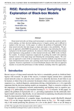 RISE: Randomized Input Sampling for Explanation of Black-box Models