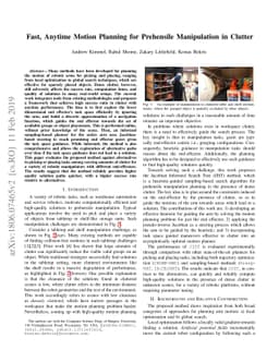 Fast, Anytime Motion Planning for Prehensile Manipulation in Clutter
