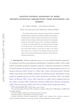 Adaptive Bayesian Estimation of Mixed Discrete-Continuous Distributions
  under Smoothness and Sparsity