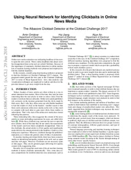 Using Neural Network for Identifying Clickbaits in Online News Media
