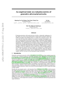 An empirical study on evaluation metrics of generative adversarial
  networks