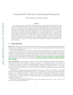 Learning ReLU Networks via Alternating Minimization
