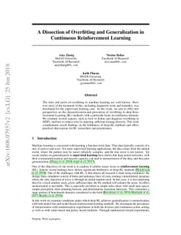 A Dissection of Overfitting and Generalization in Continuous
  Reinforcement Learning