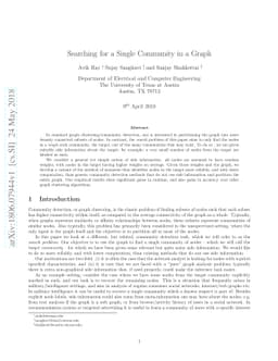 Searching for a Single Community in a Graph