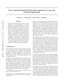 Error Compensated Quantized SGD and its Applications to Large-scale
  Distributed Optimization
