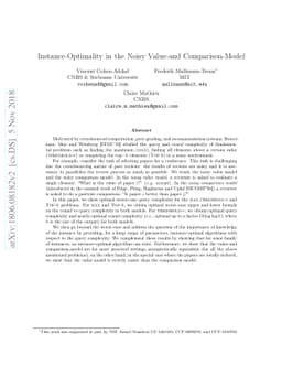 Instance-Optimality in the Noisy Value-and Comparison-Model --- Accept,
  Accept, Strong Accept: Which Papers get in?