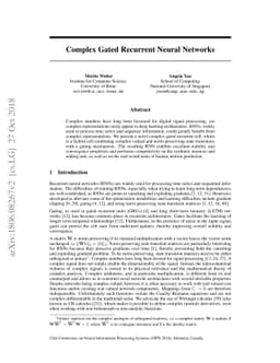 Complex Gated Recurrent Neural Networks
